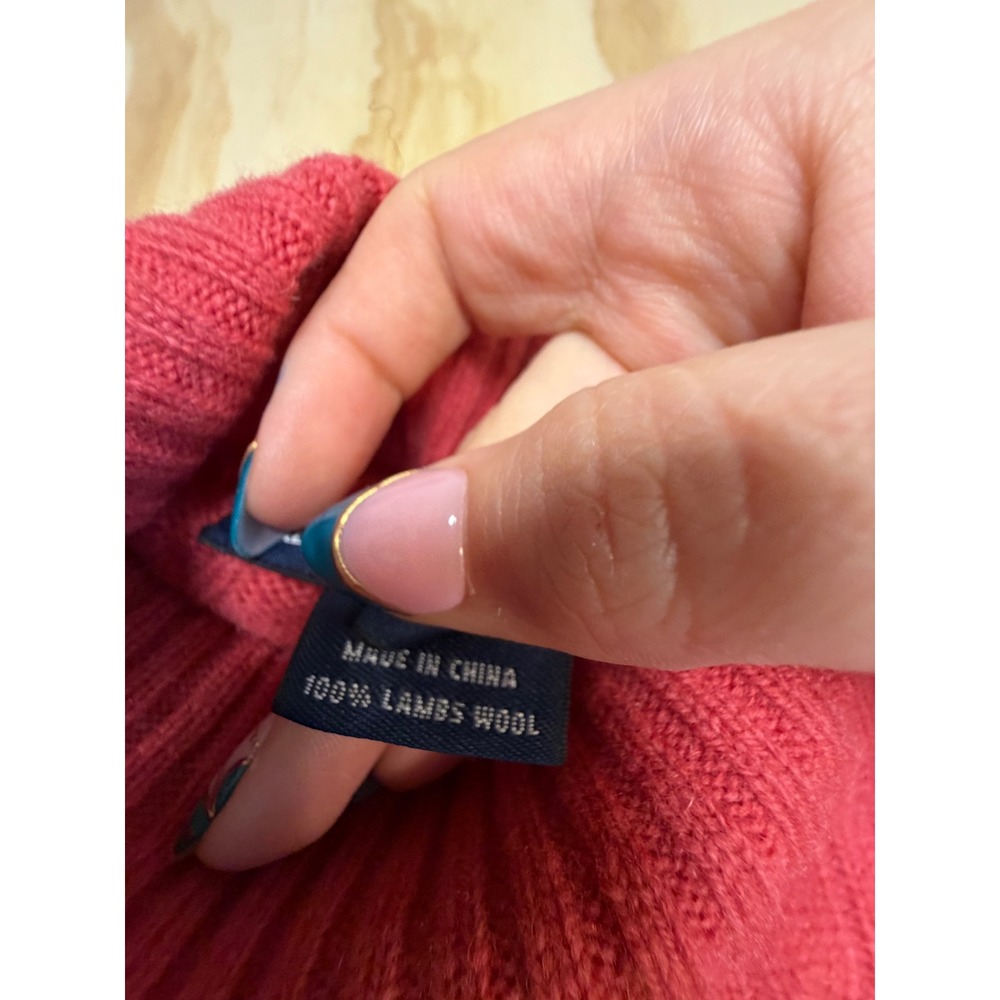 Ralph Lauren Sport Pink Cable Knit Turtleneck Lambswool Sweater Medium Vintage - Picture 6 of 11